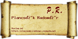 Plancsák Radomér névjegykártya